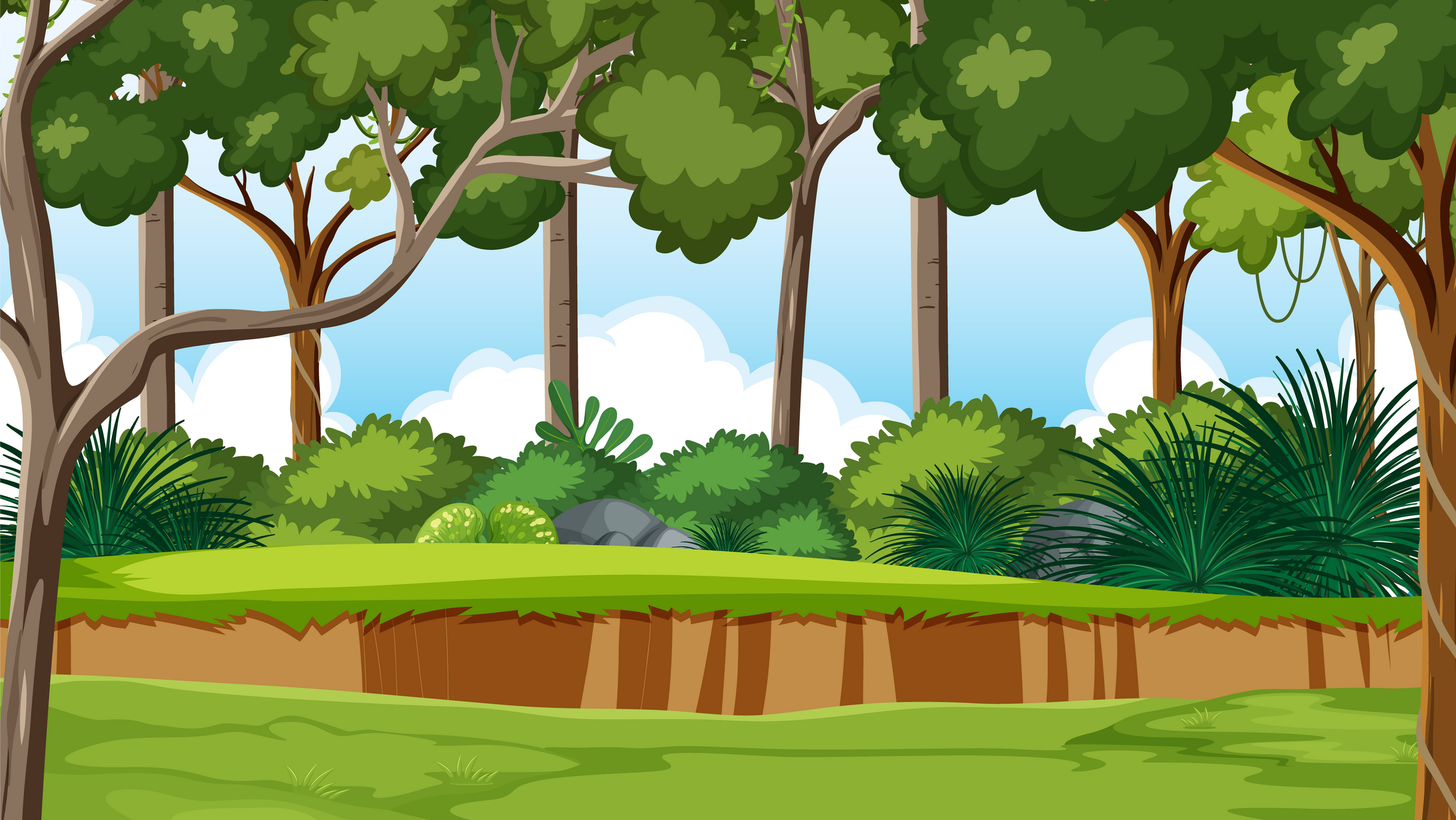 Jungle Environment Background in Cartoon Style